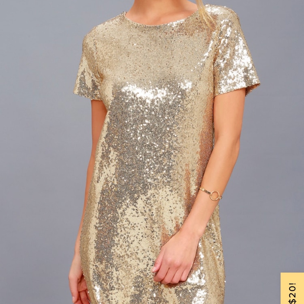 Lulus gold sequin short sleeve dress
